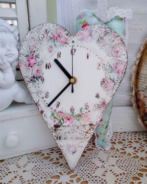 Zegar vintage różyczki serce