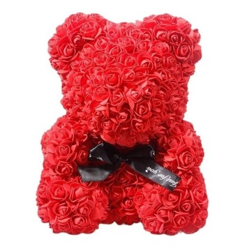 Miś z piankowych róż  Czerwony) 25cm Na Walentynki