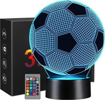 Lampka projektor 3D wielokolorowy piłka nożna RGB