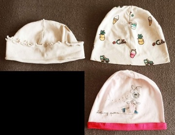 czapki dla dziewczynki na wiosnę 3-6 lat 3 szt.
