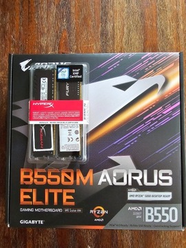 NOWA B550M Aorus Elite+2x8Gb RAM DDR4 Hyper-X Fury