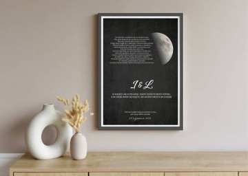 Personalizowany plakat z wierszem i fazą księżyca