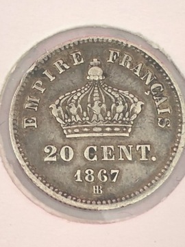 Francja 20 Centimes 1867 BB