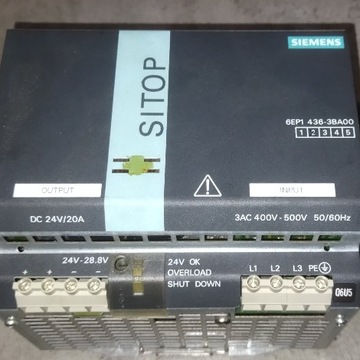 Zasilacz SIEMENS Sitop power 20, 24V 20A