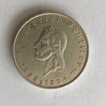 Niemcy 5 marek Schiller 1934 r. - srebro