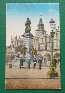 Pocztówka KRAKÓW Pomnik Mickiewicza 1918 czysta