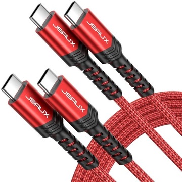 2 Pak Kabli USB-C na USB-C Czerwone Jsaux CC0020