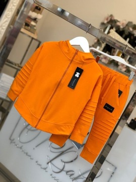 Dres Bluza spodnie Despacito komplet pomarańcz 134