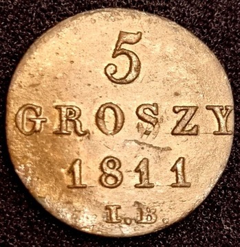 5 groszy 1811 I.B. Księstwo Warszawskie Piękne 