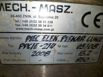 Piec wsadowy elektryczny Mech-masz