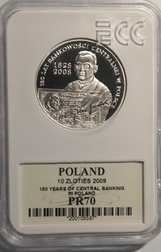 2009 r. 10 zł - 180 LAT BANKOWOŚCI GCN PR70