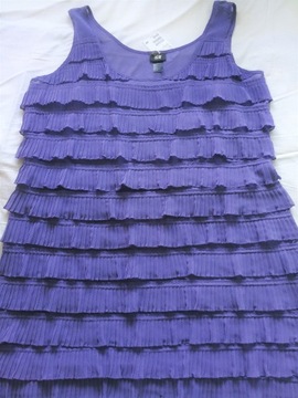 H&M sukienka wizytowa fiolet w pliskę rozm.42/L 
