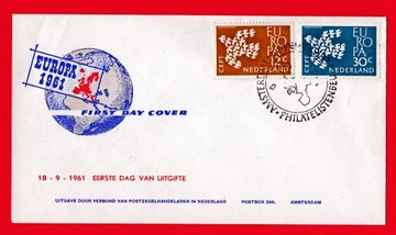 Holandia 1961 rok FDC z Mi 765-766 z cyklu EUROPA