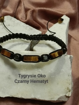 Męska bransoletka - tygrysie oko i czarny hematyt