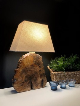 Lampa nocna, stojąca z plastra drewna Wood Art