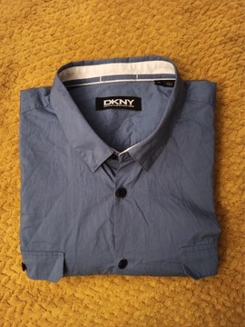 Koszula męska elegancka gładka XL DKNY niebieska 