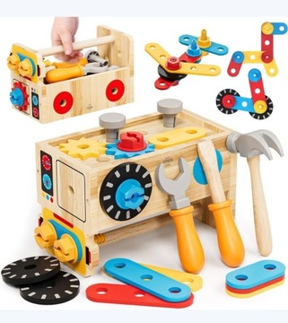 Drewniany zestaw narzędzi dla dzieci narzędzia