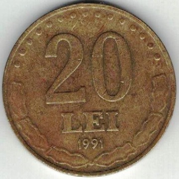 Rumunia 20 lei lejów 1991 24,1 mm  nr 2