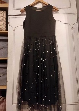 Sukienka czarna z perełkami- Szachownica