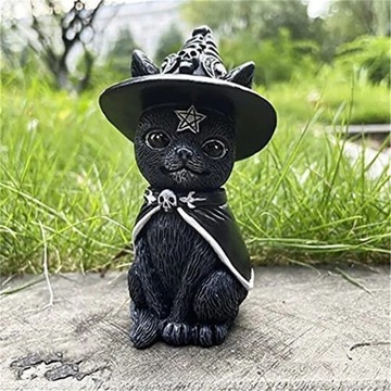 Słodka figurka żywiczna Goth czarny kot 