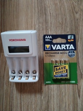 Ładowarka Yokohama+4x aku Varta AAA 550mah