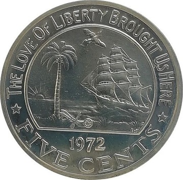 Liberia 5 cents 1972, proof KM#14