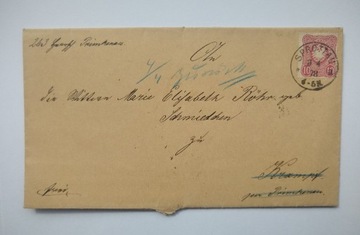Obwoluta listu z miejscowości Sprottau roku 1878