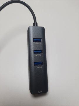 Adapter HUB USB-C Ethernet Gigabit RJ45 3x USB 3.0