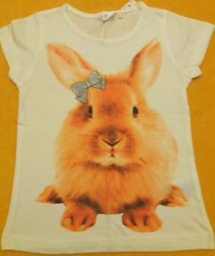 Nowa bluzeczka z krótkim rękawem królik  dz 98 cm