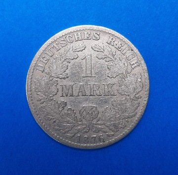 Niemcy 1 Marka rok 1876, SREBRO 0,900