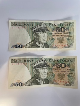 Banknoty 50 zł 1988r Karol Świerczewski KH KF