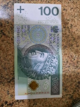 Banknot 100 zł Seria DH 666 1234 diabelski nr