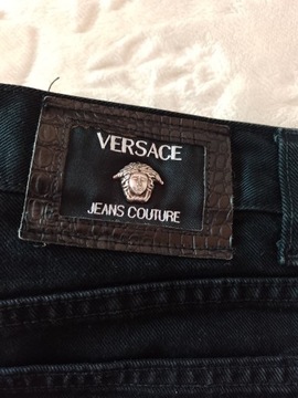 (40/L) VERSACE/ Czarne spodnie dżinsowe, jeansy 