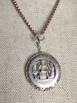 Srebro 925 złocone stary piękny medalion Egipt
