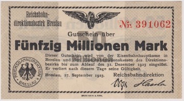 Breslau (Wrocław), 50 mln Mk, 27.09.1923