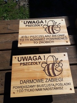 Pszczoły UWAGA tabliczka informacyjna