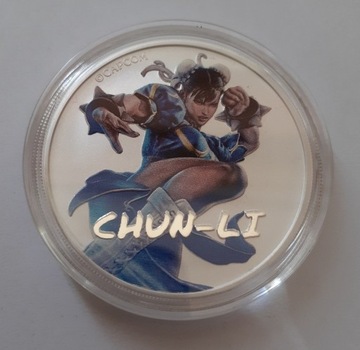 Moneta srebrna Street Fighter Chun Li 2022 kolorow