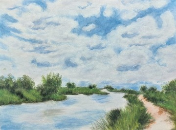 OBRAZ AKRYLOWY - RĘCZNIE MALOWANY PEJZAŻ - 40x30cm