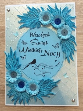 Kartka na WIELKANOC rękodzieło hand made quilling 