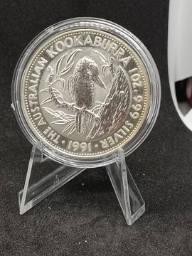 Australia 1991 KOOKABURRA 1oz srebro 999