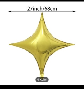 Balon złoty gwiazda czteroramienna