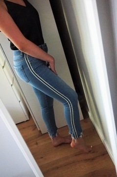 L 40 Zara jeansy z lampasem spodnie dżinsy skinny