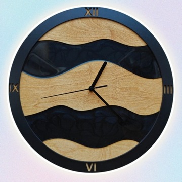 Unikalny Zegar Ścienny Żywica Drewno