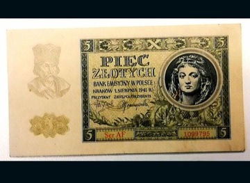 Banknot 5zł 1941r 