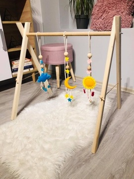 DREWNIANY Stojak edukacyjny, baby gym, 0054