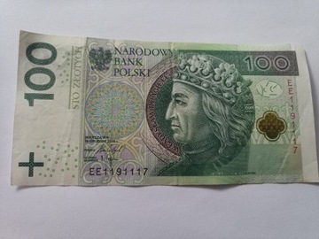 Banknot 100 zł ciekawe numery