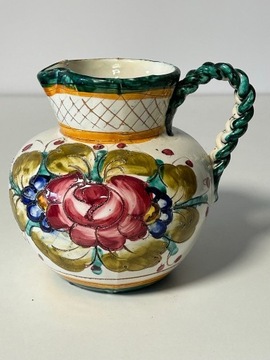 Włoska ceramika dzbanek ręcznie zdobiony plecione 