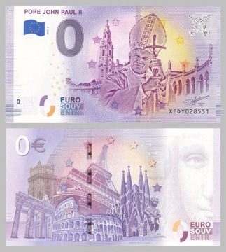 komplet 2 szt 0 euro Jan Paweł II z 2019 i 2020 r.