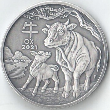 LUNAR III: ROK BAWOŁA - 1OZ AG 2021 ANTIQUE