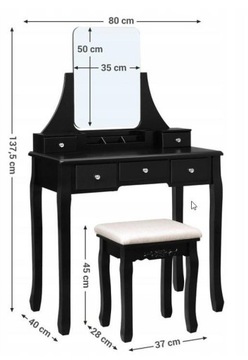 Toaletka lub biurko z Hokerem i bez ramkowym lustr